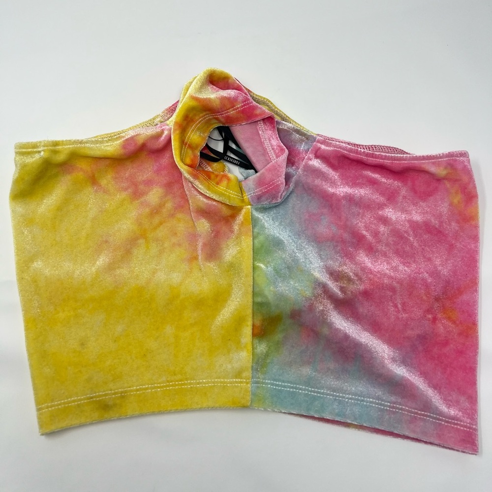 Tie Dye Crop Top Color Cropped Shirt Y2K Baby Tee Dyed Shirt Neon Bright Island - Picture 5 of 17